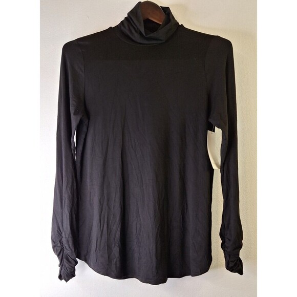 KARE KANE Women's Turtleneck Top Sz S Classic Basics Timeless Office Gothic - Picture 1 of 9